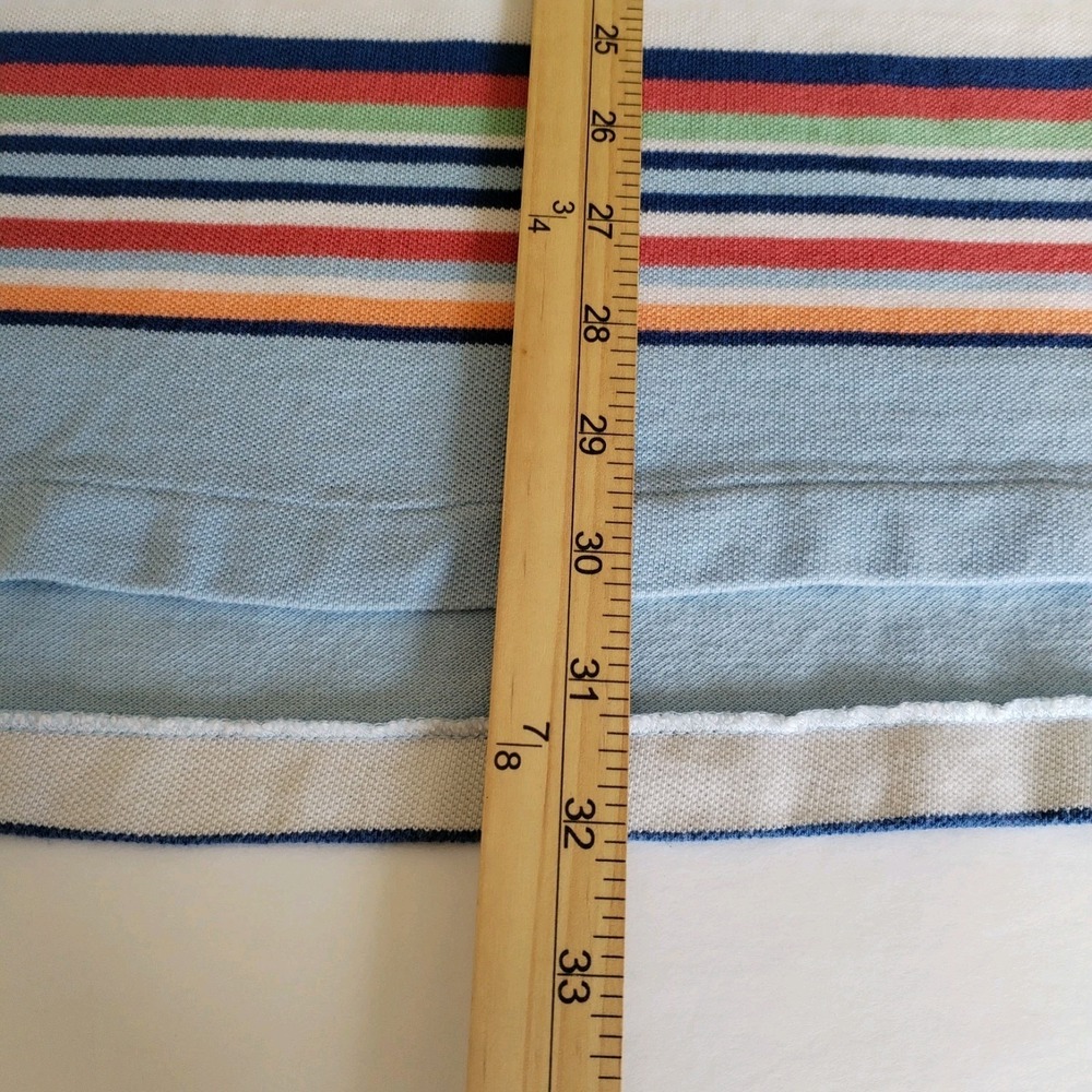 Polo Ralph Lauren Pique Polo Shirt XL Blue Horizontal Rugby Deck Stripe Y2K - Picture 7 of 8